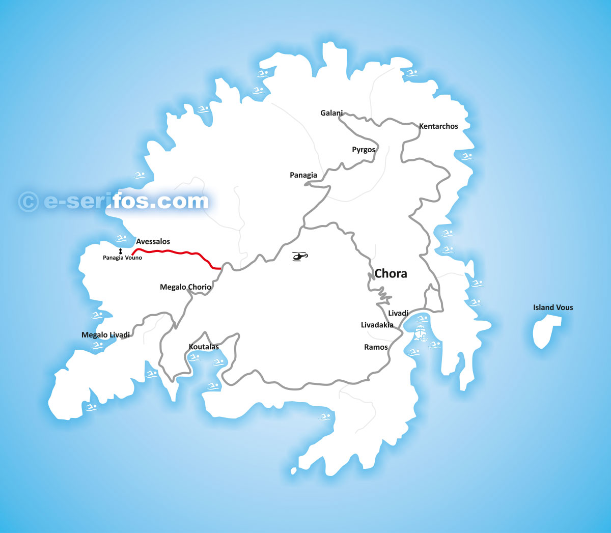 Carte de Serifos avec route 2