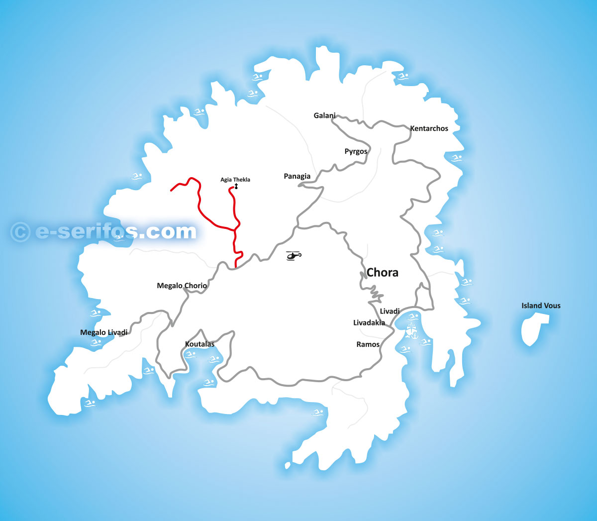 Carte de Serifos avec route 4
